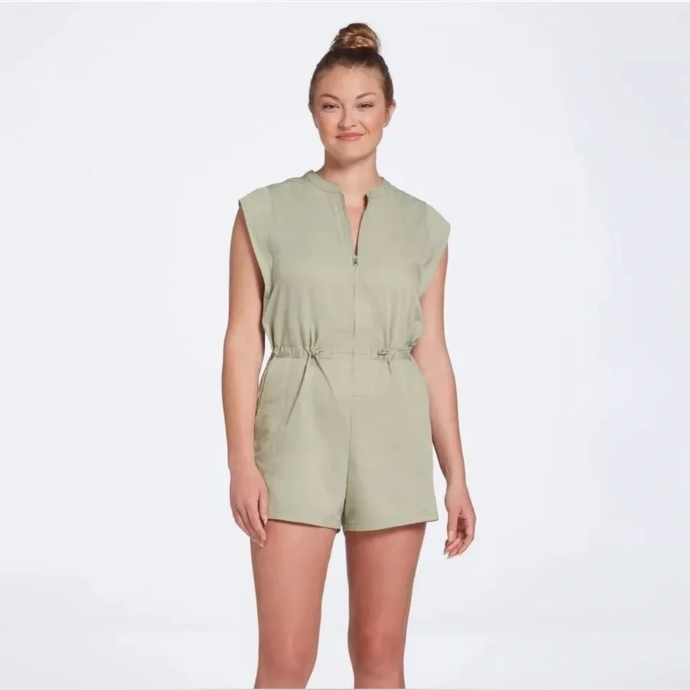 Calia By Carrie Underwood Soft Utility Romper Green Shorts Sz-Large I31 - Picture 1 of 12